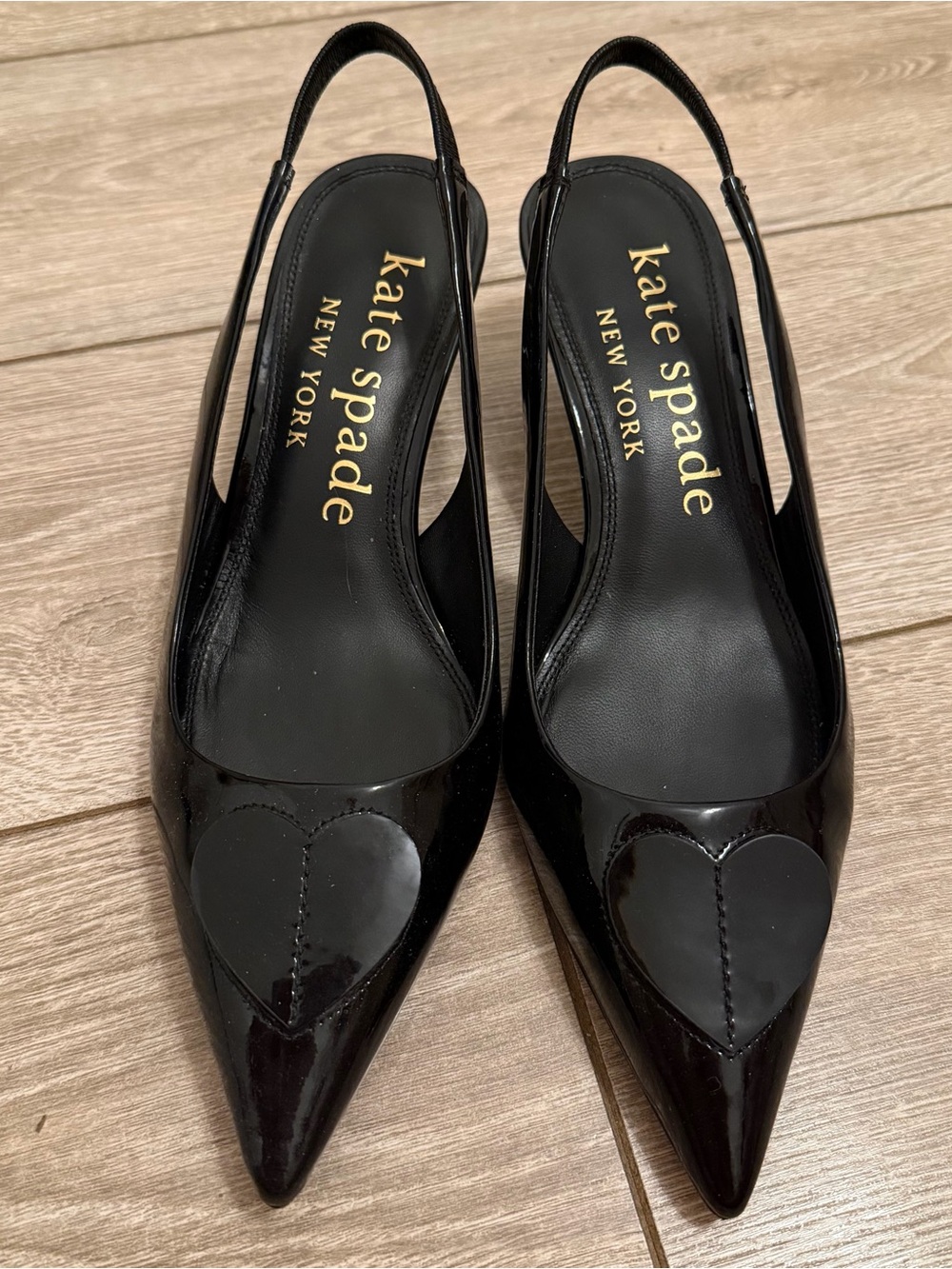 Kate Spade Lover Slingback Black Heart Kitten Heel